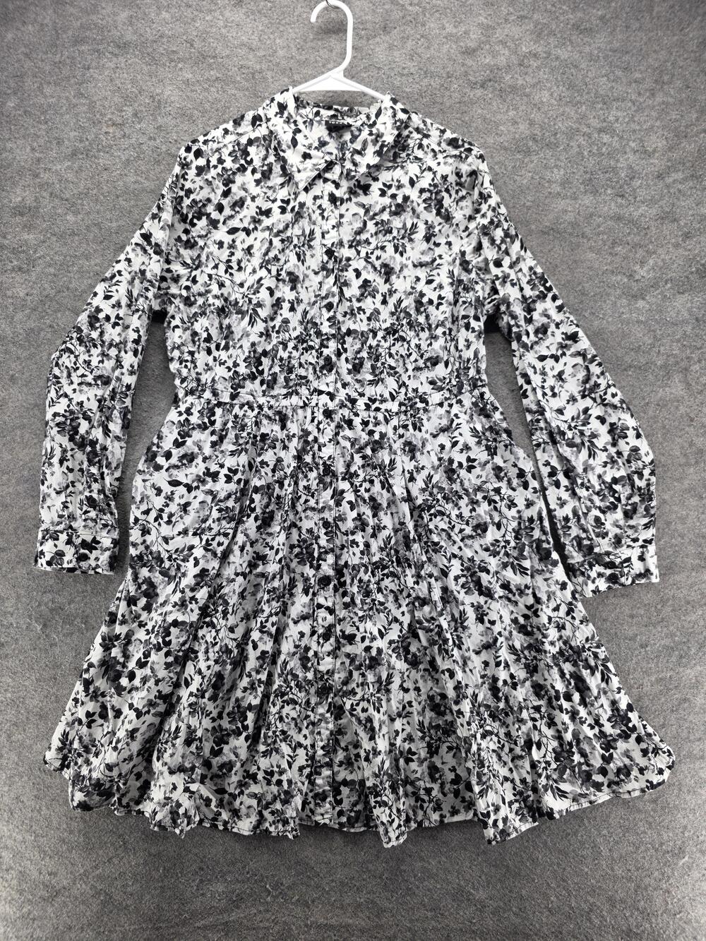 Torrid Dress Womens 0 White Floral Shirt Dress Fit & Flare Long Sleeve